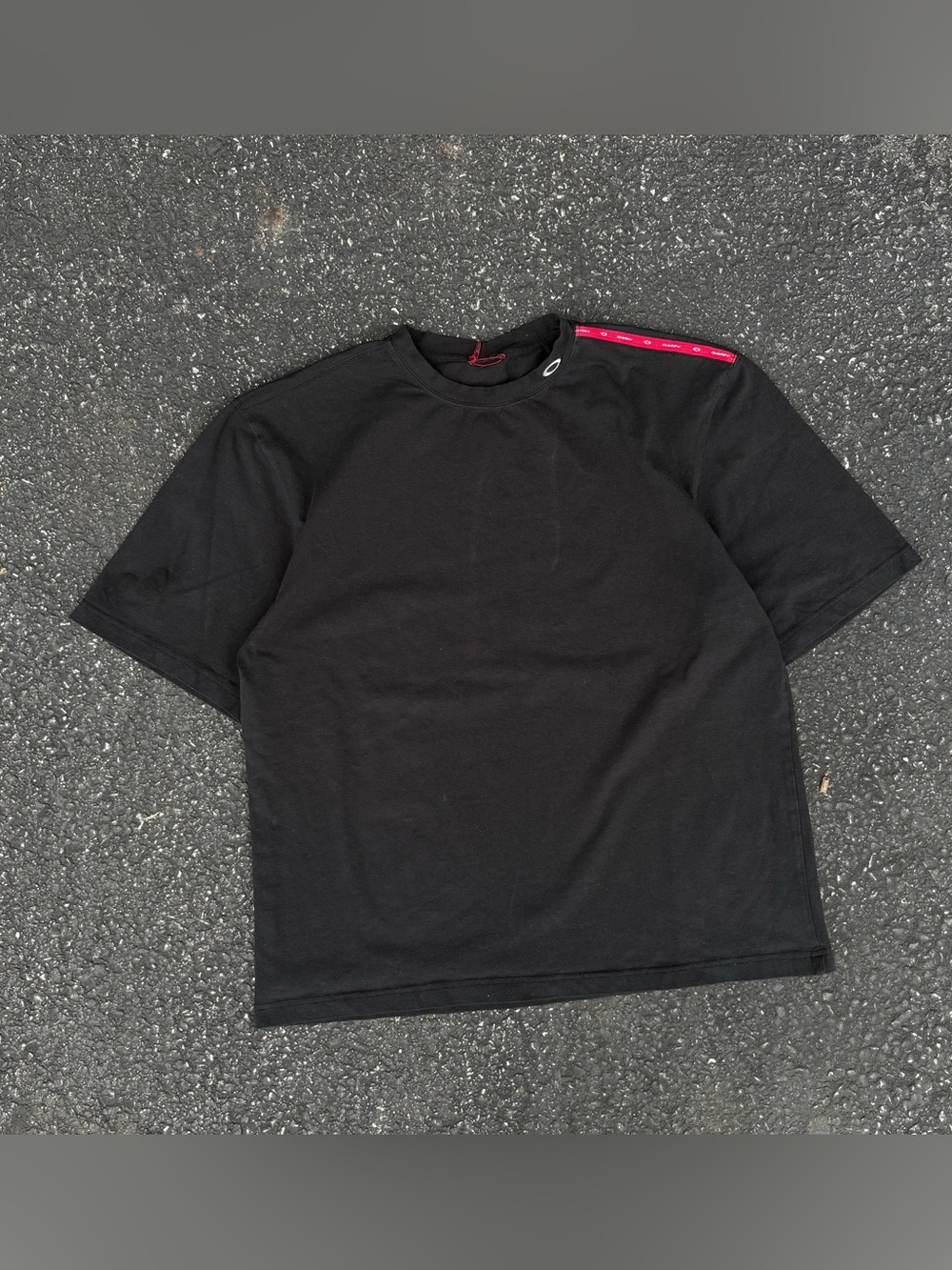 Vintage Oakley Software Black T Shirt Metal Logo Shoulder Tape Techwear Men’s M